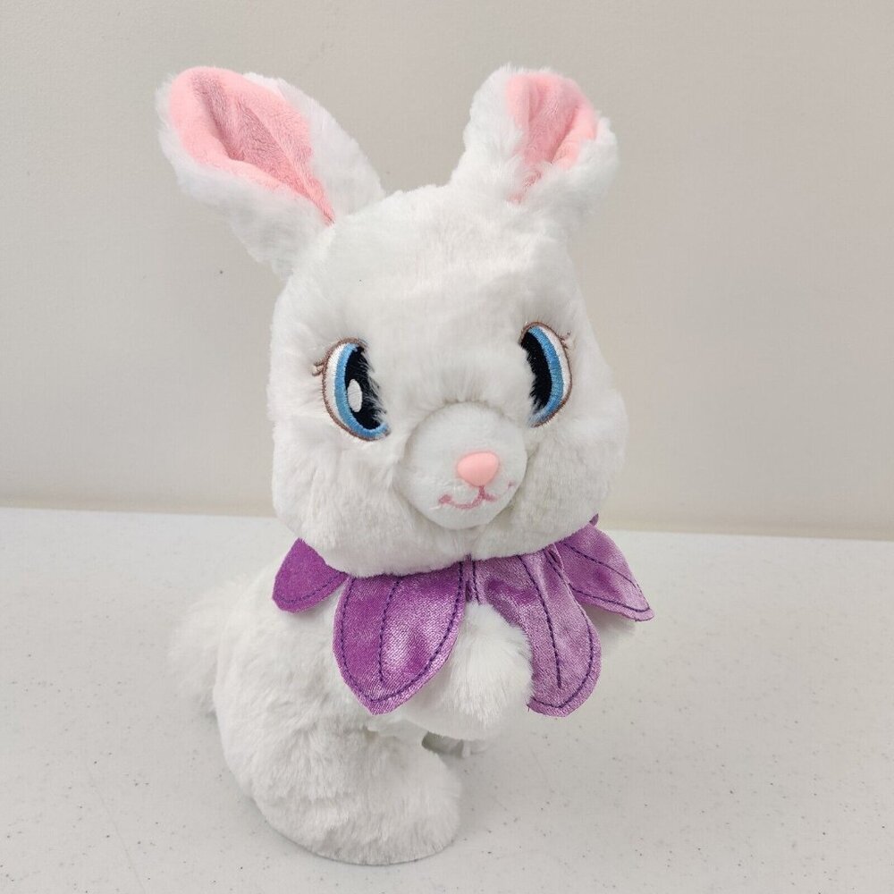Aurora White Bunny Plush Purple Petal Collar Rabbit Stuffed Animal Toy Easter